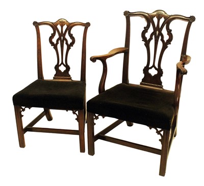 Lot 185 - Eight early 19th century Chippendale style mahogany dining chairs