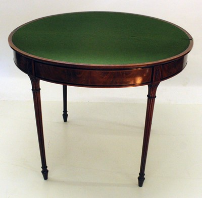 Lot 197 - Gillows, Lancaster, early 19th century figured mahogany demi-lune foldover card table