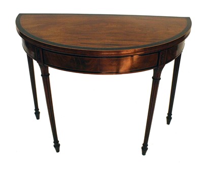 Lot 197 - Gillows, Lancaster, early 19th century figured mahogany demi-lune foldover card table