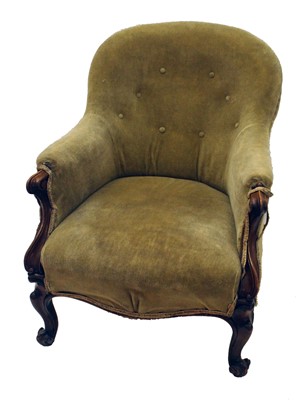 Lot 176 - Victorian spoon back arm chair.