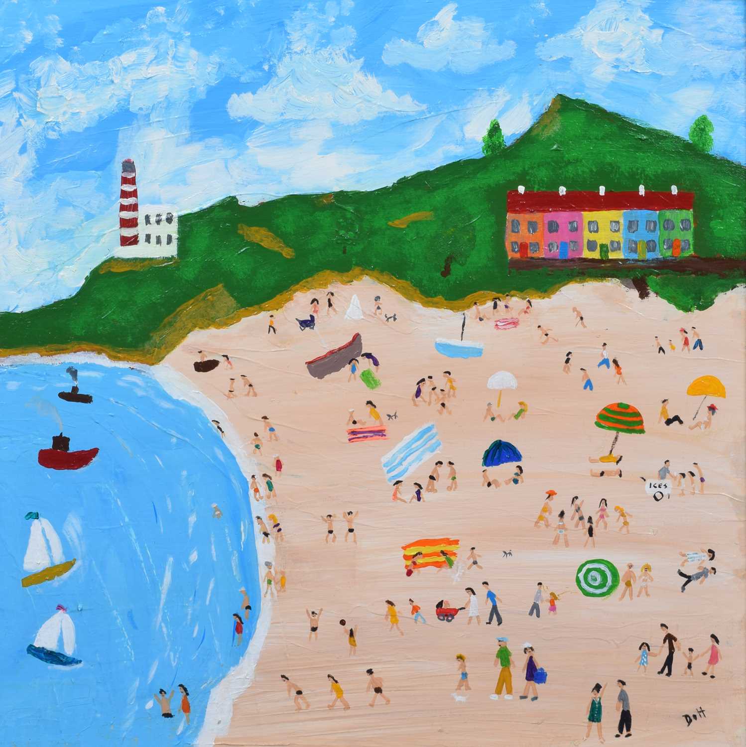 Lot 88 - Vincent Dott, "Happy Day at the Beach", oil.
