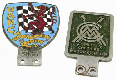 Lot 12 - British Automobile Racing Club (BARC) badge and a Mid Cheshire Motor Club Badge.