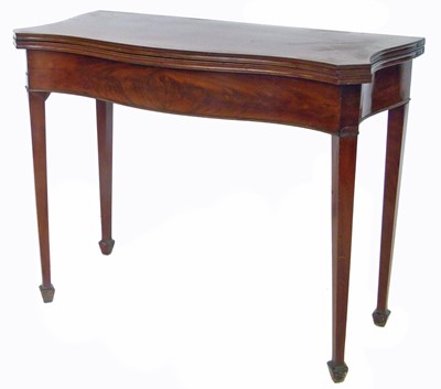 Lot 172 - Mid 19th century serpentine front fold-over tea table.