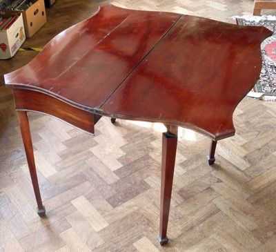 Lot 172 - Mid 19th century serpentine front fold-over tea table.