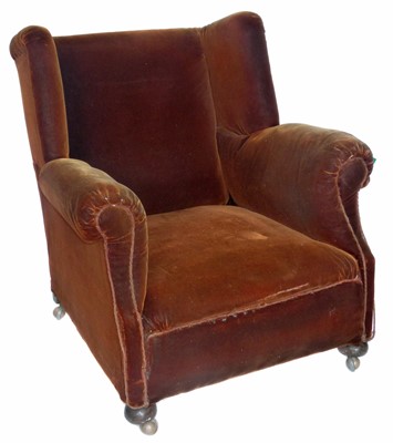Lot 167 - Victorian upholstered wing-back armchair.