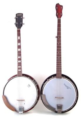 Lot 16 - Raven four string banjo and a five string banjo