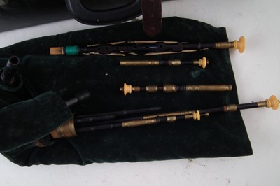 Lot 28 - Cased set of Northumbrian small pipes marked Burleigh S44