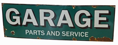 Lot 27 - Garage parts and service, enamel sign
