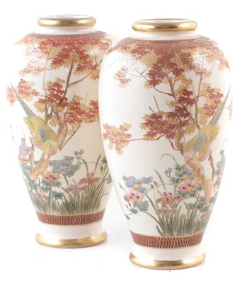 Lot 302 - Pair of Japanese satsuma vases