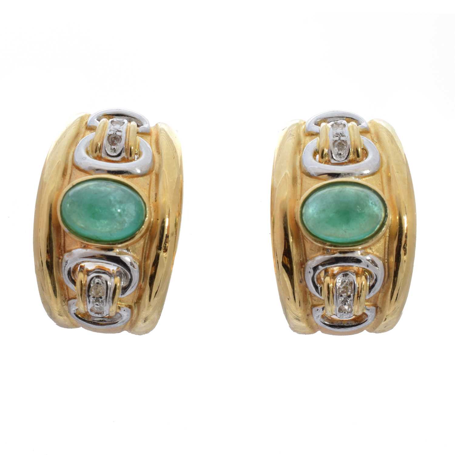 Lot 46 - A pair of emerald and diamond earrings