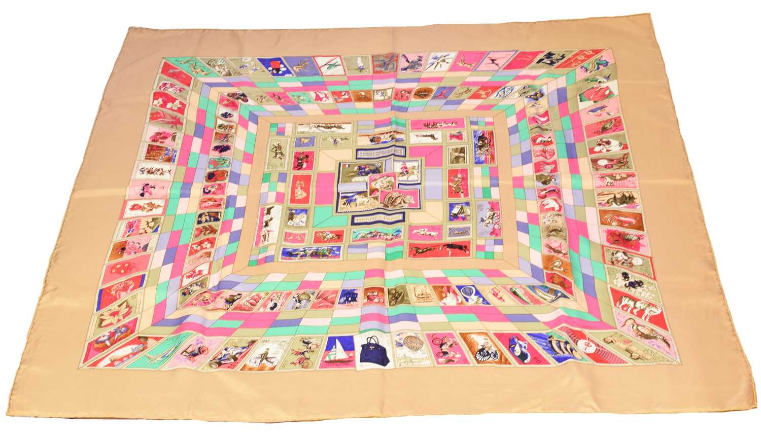 Lot 6 - A Hermès "Correspondance" silk scarf by Cathy Latham