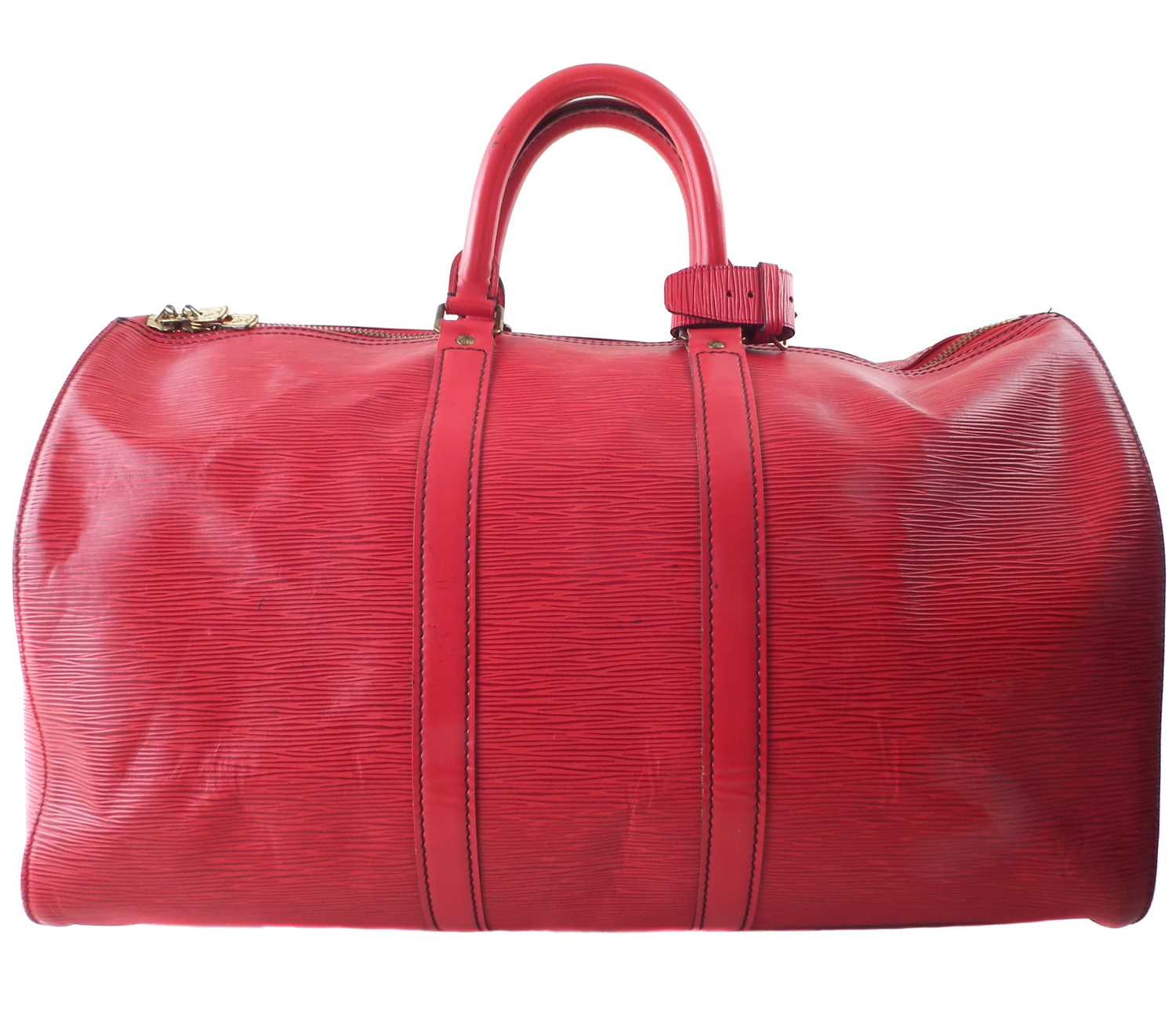 Lot 57 - A Louis Vuitton red Epi Keepall 45 luggage bag