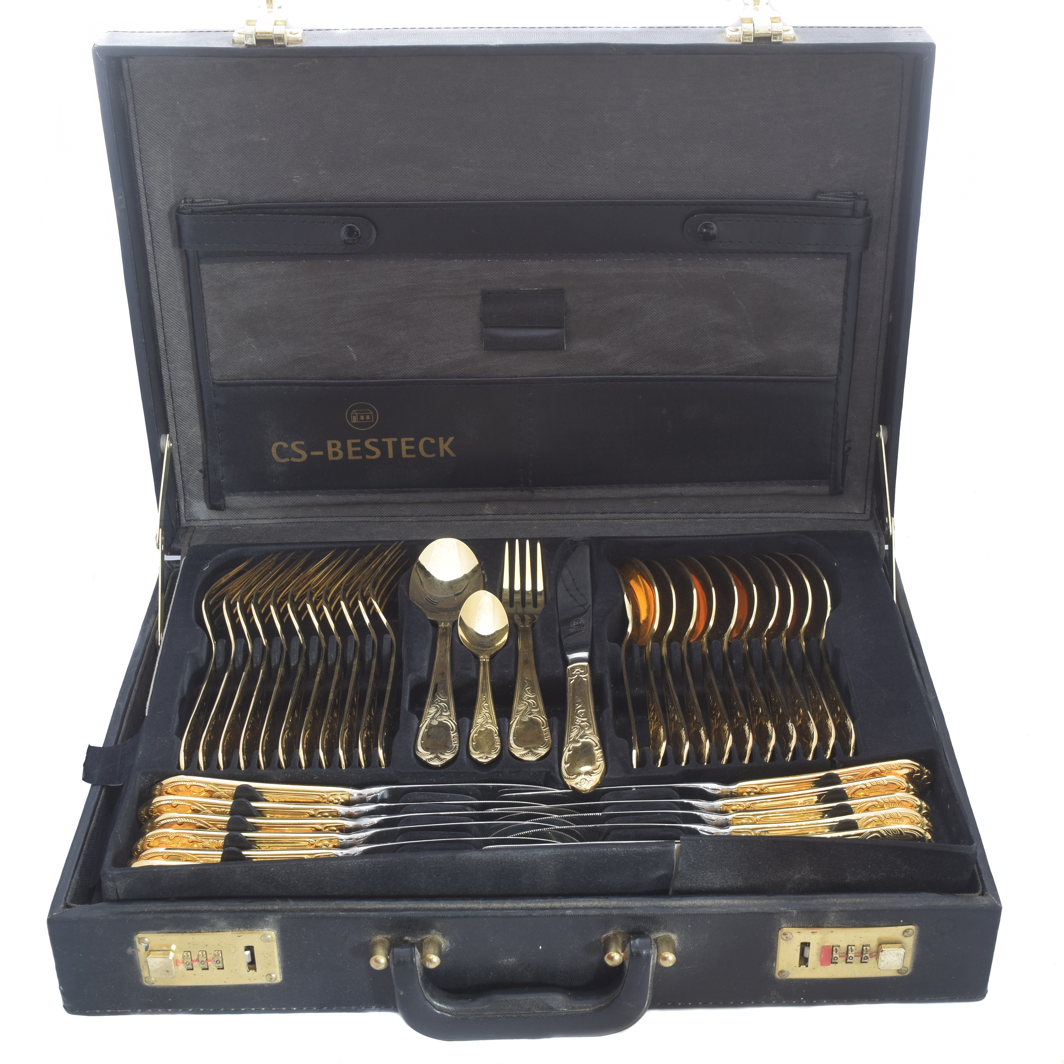 Lot 72 - A cased canteen of Besteck 24ct gold plated