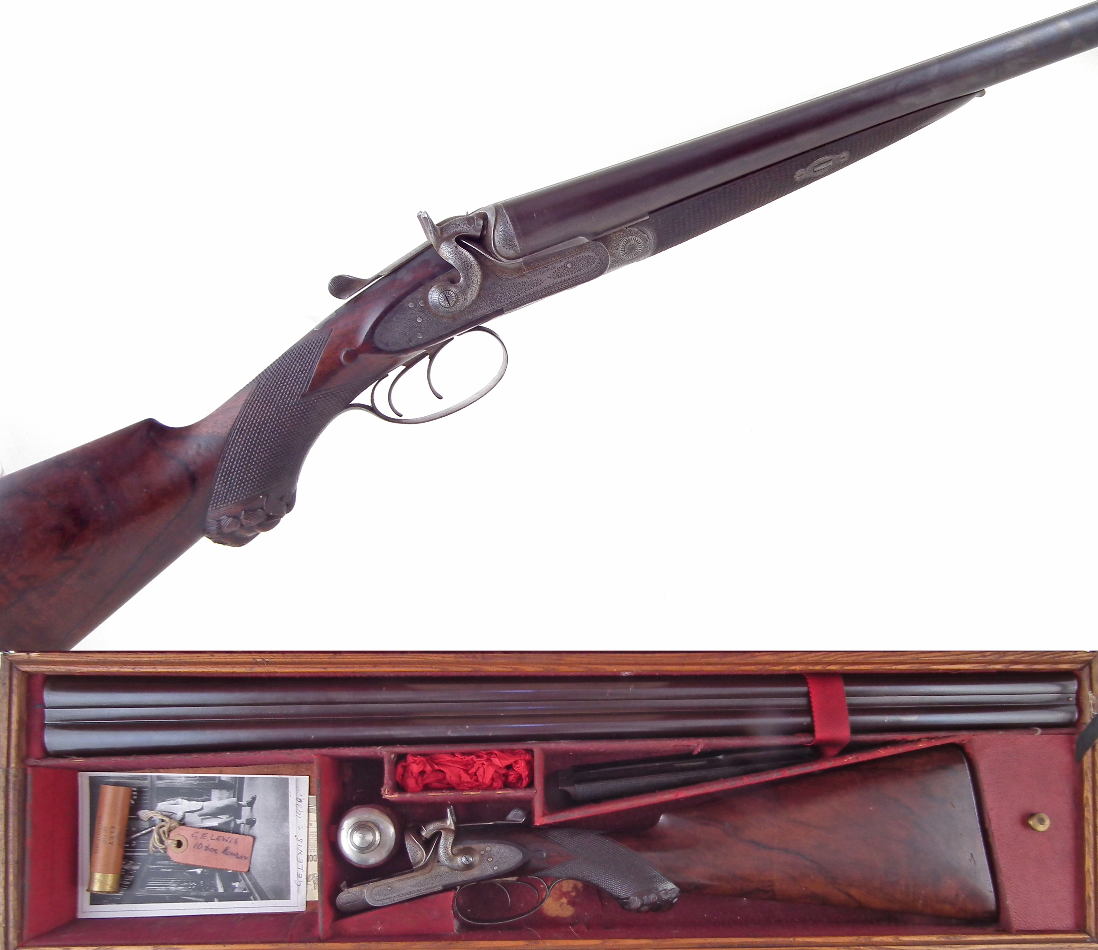 Lot 58 - G. E Lewis double 10 bore fitted into a