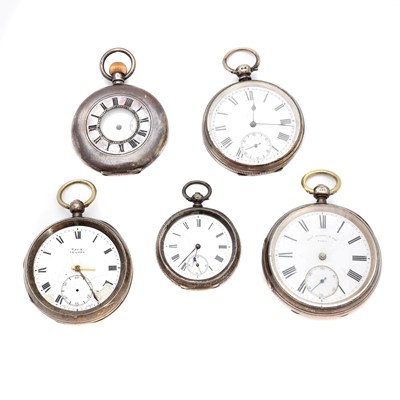 Lot 284 - Five silver pocket watches