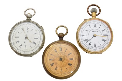 Lot 285 - Three chronograph pocket watches