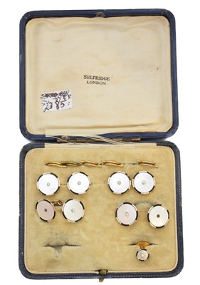 Lot 248 - An early 20th century cased set of dress studs retailed by Selfridges
