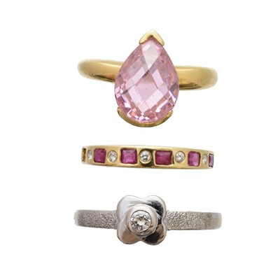 Lot 209 - Three gem-set dress rings