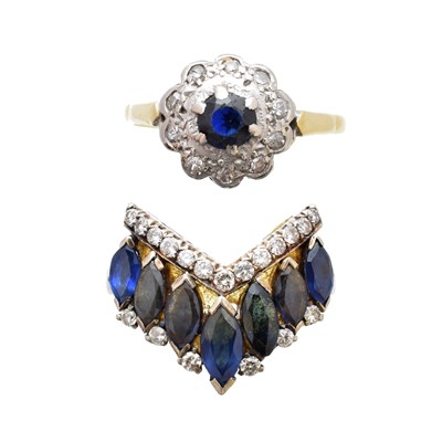 Lot 203 - Two sapphire and diamond dress rings
