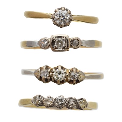 Lot 215 - Four diamond dress rings