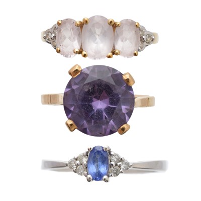Lot 199 - Three gem-set dress rings