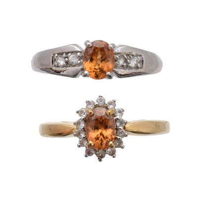Lot 135 - Two 9ct gold citrine rings