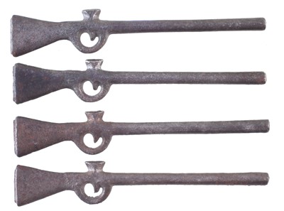 Lot 300 - Four cast iron toy flintlock muskets