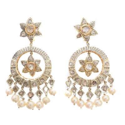 Lot 48 - A pair of Indian diamond earrings