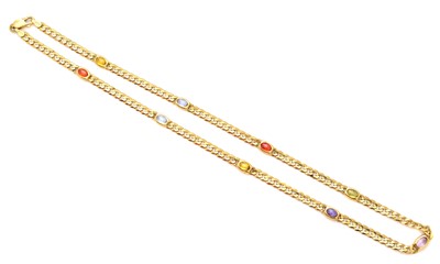 Lot 95 - An 18ct gold vari-gem chain necklace