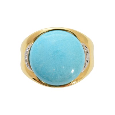 Lot 160 - A turquoise and diamond dress ring