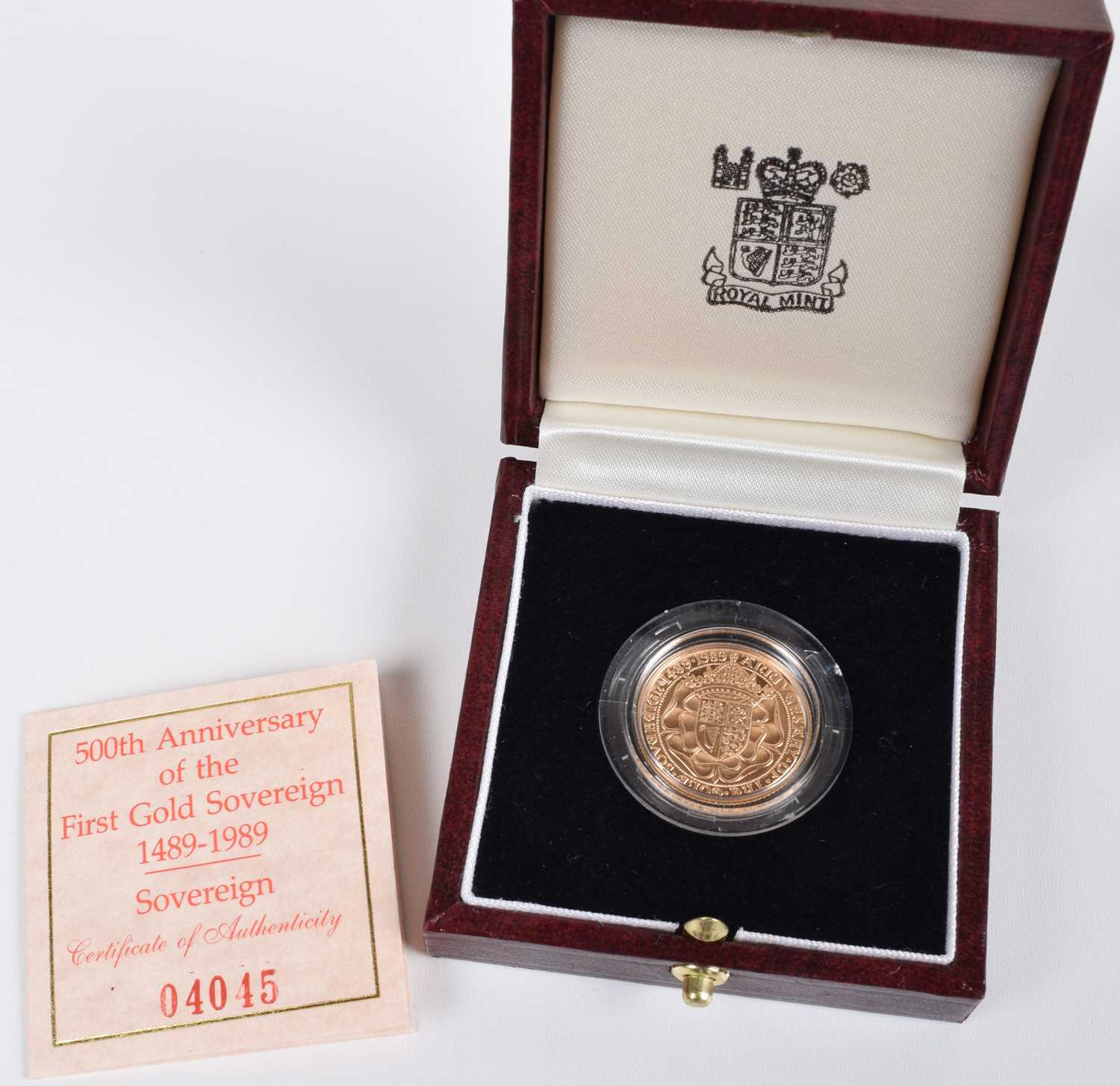 Lot 90 - 1989 Royal Mint, Proof Sovereign, 500th Anniversary Edition.
