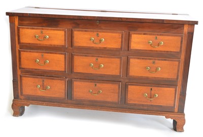 Lot 265 - Early 19th-century oak and mahogany crossbanded Lancashire chest.