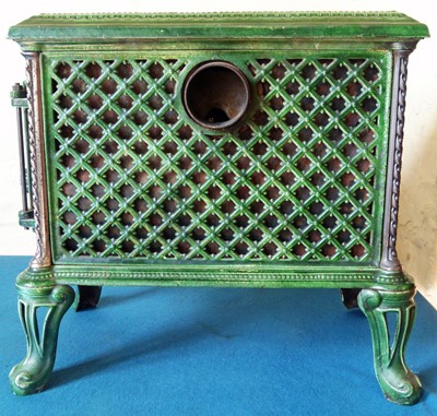Lot 142 - Chauffette "Godin" green enameled stove.
