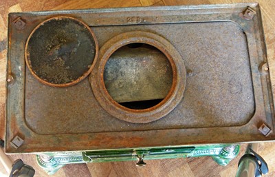 Lot 142 - Chauffette "Godin" green enameled stove.