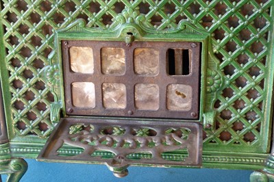 Lot 142 - Chauffette "Godin" green enameled stove.