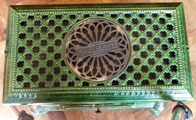 Lot 142 - Chauffette "Godin" green enameled stove.