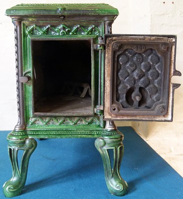 Lot 142 - Chauffette "Godin" green enameled stove.