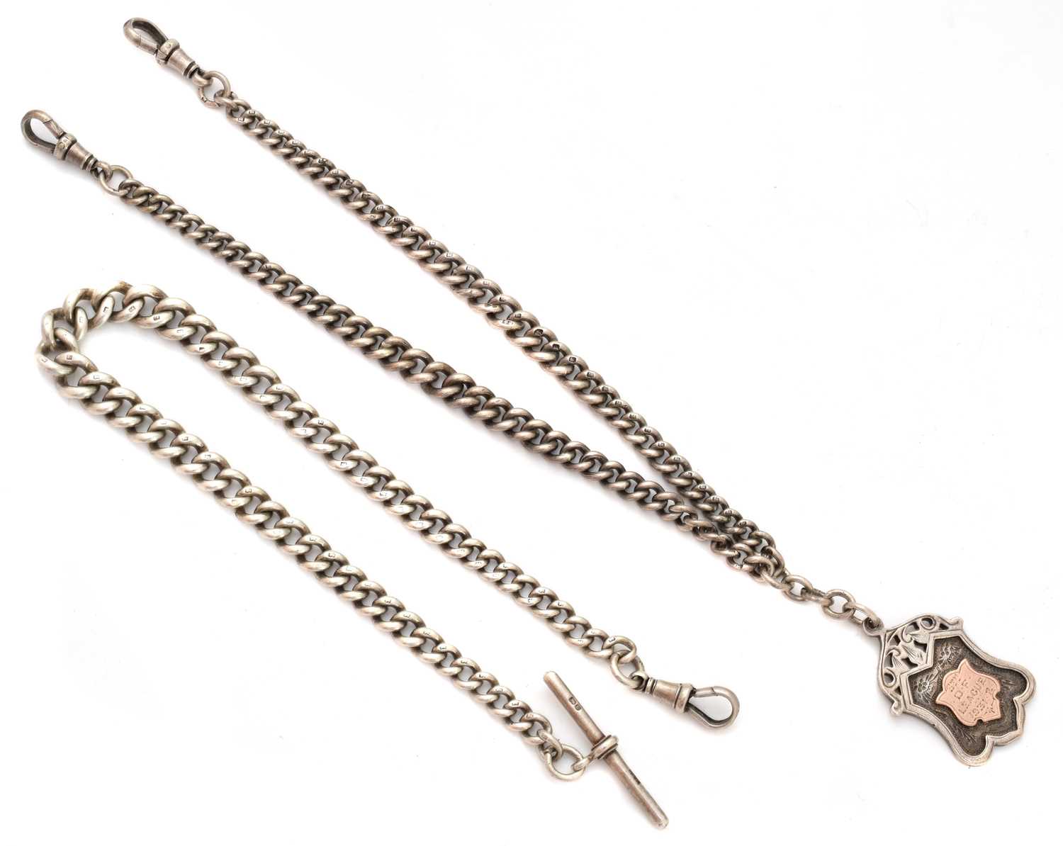 Lot 87 - Two early 20th century silver Albert chains