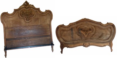 Lot 170 - Early 20th-century walnut veneered bed ends.