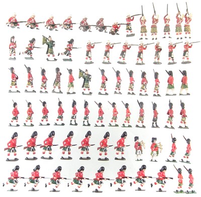 Lot 222b - Seventy two Highland infantry toy metal soldiers by J. Hill and Co. and Britains.