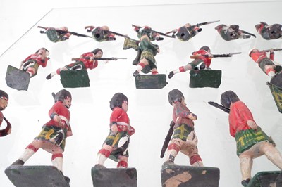 Lot 222 - Seventy two Highland infantry toy metal soldiers by J. Hill and Co. and Britains.