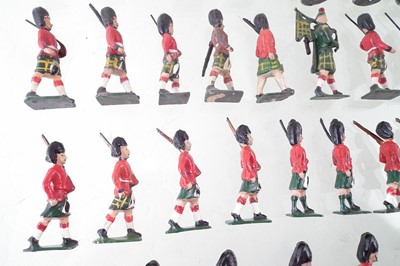Lot 222 - Seventy two Highland infantry toy metal soldiers by J. Hill and Co. and Britains.