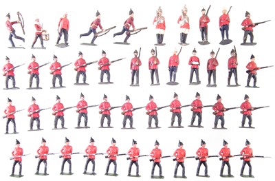 Lot 221b - Forty four British army metal soldiers by J. Hill and Co. and Britains.