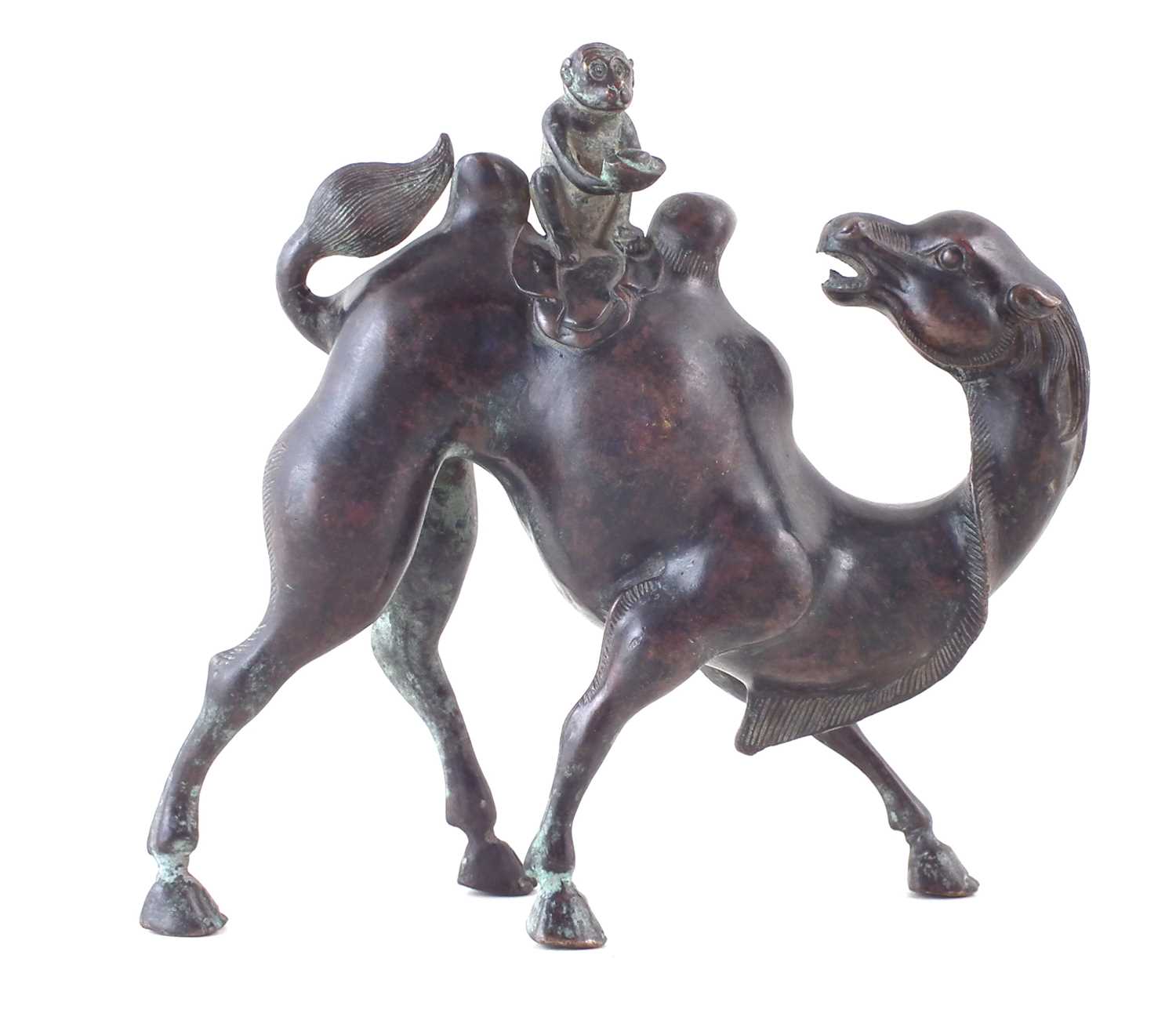 Lot 73 - Bronze model of a camel and monkey