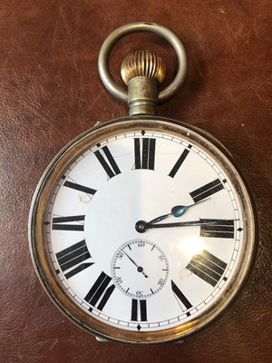 Lot 121 - A goliath pocket watch in silver fronted frame