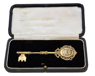 Lot 177 - An early 20th century silver gilt presentation key
