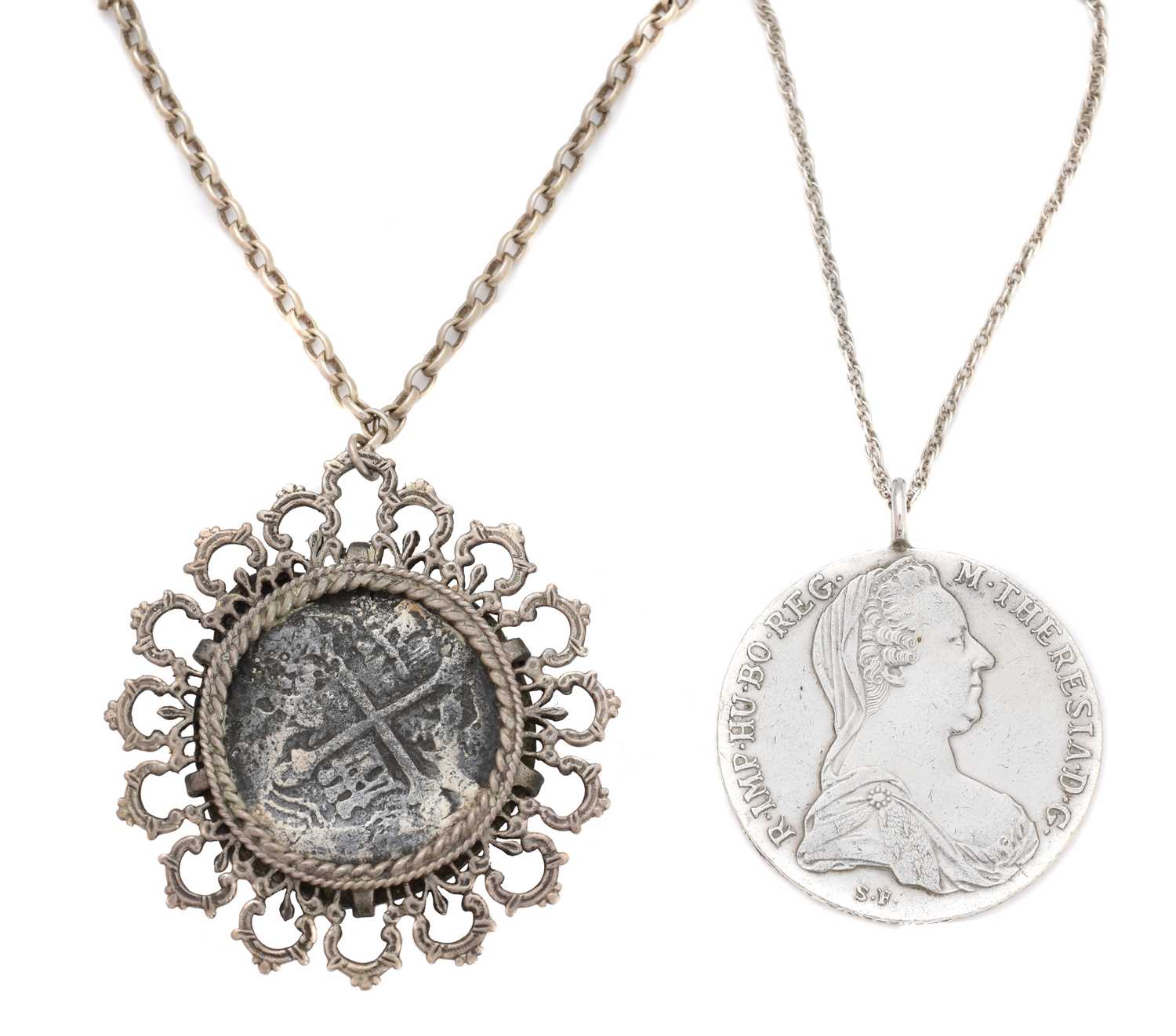Lot 86 - Two coin pendants