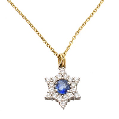 Lot 105 - A sapphire and diamond pendant