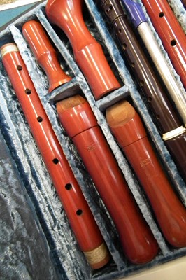 Lot 24 - Moeck recorder together with a cased collection of other recorders