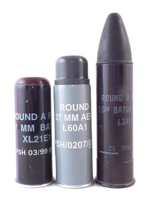 Lot 170 - Three inert riot gun cartridges with rubber bullets